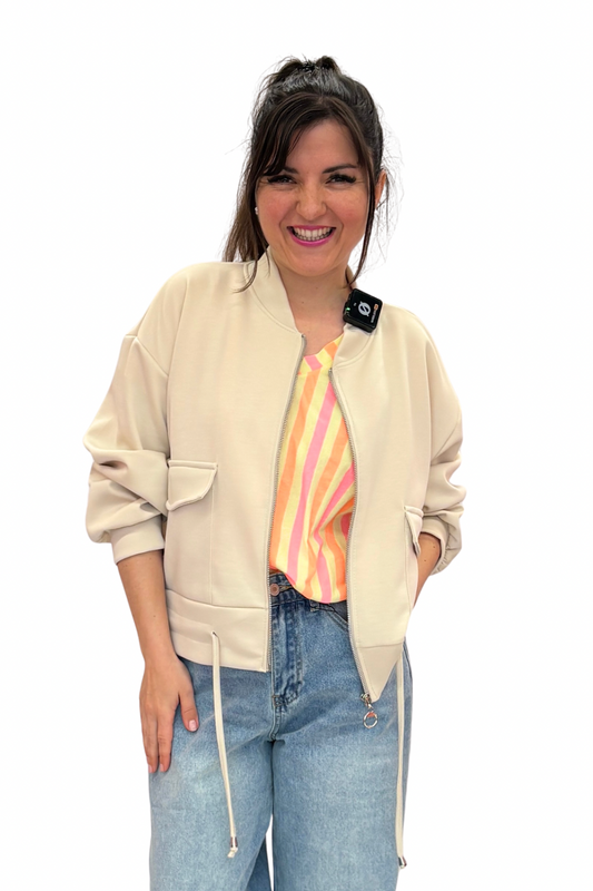 Bomberjacke beige, Gr. 36-42