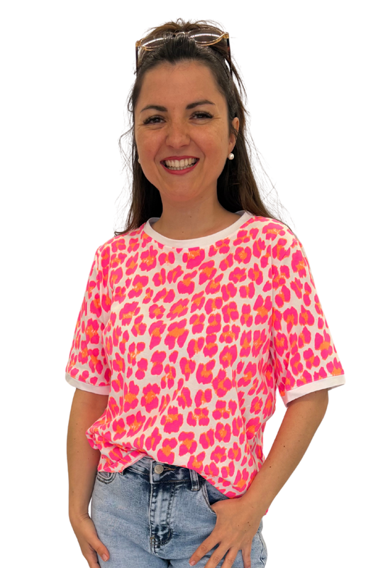Shirt im Leo-Style neonpink/neonorange,  Gr. 34-40