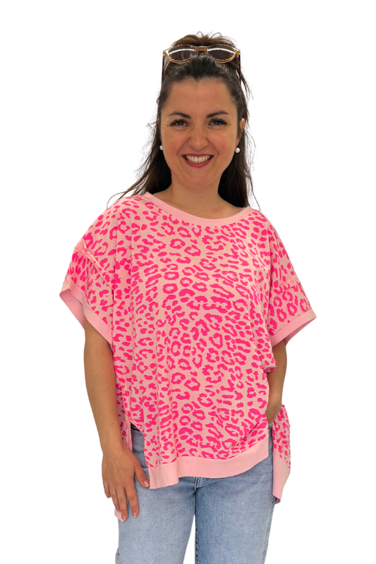 Shirt im Leo-Style neonpink, Gr. 38-44