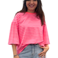 Streifenshirt neonpink, Gr. 36-42