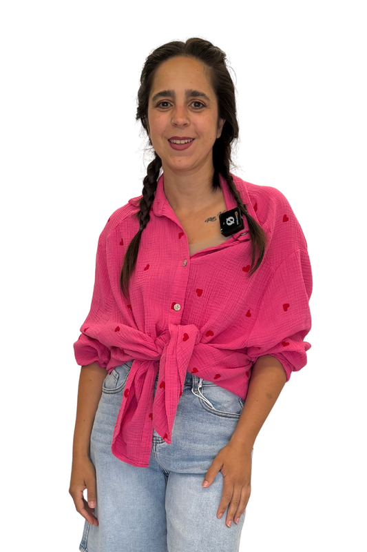 Musselinbluse Herzstück pink, Gr. 38-44
