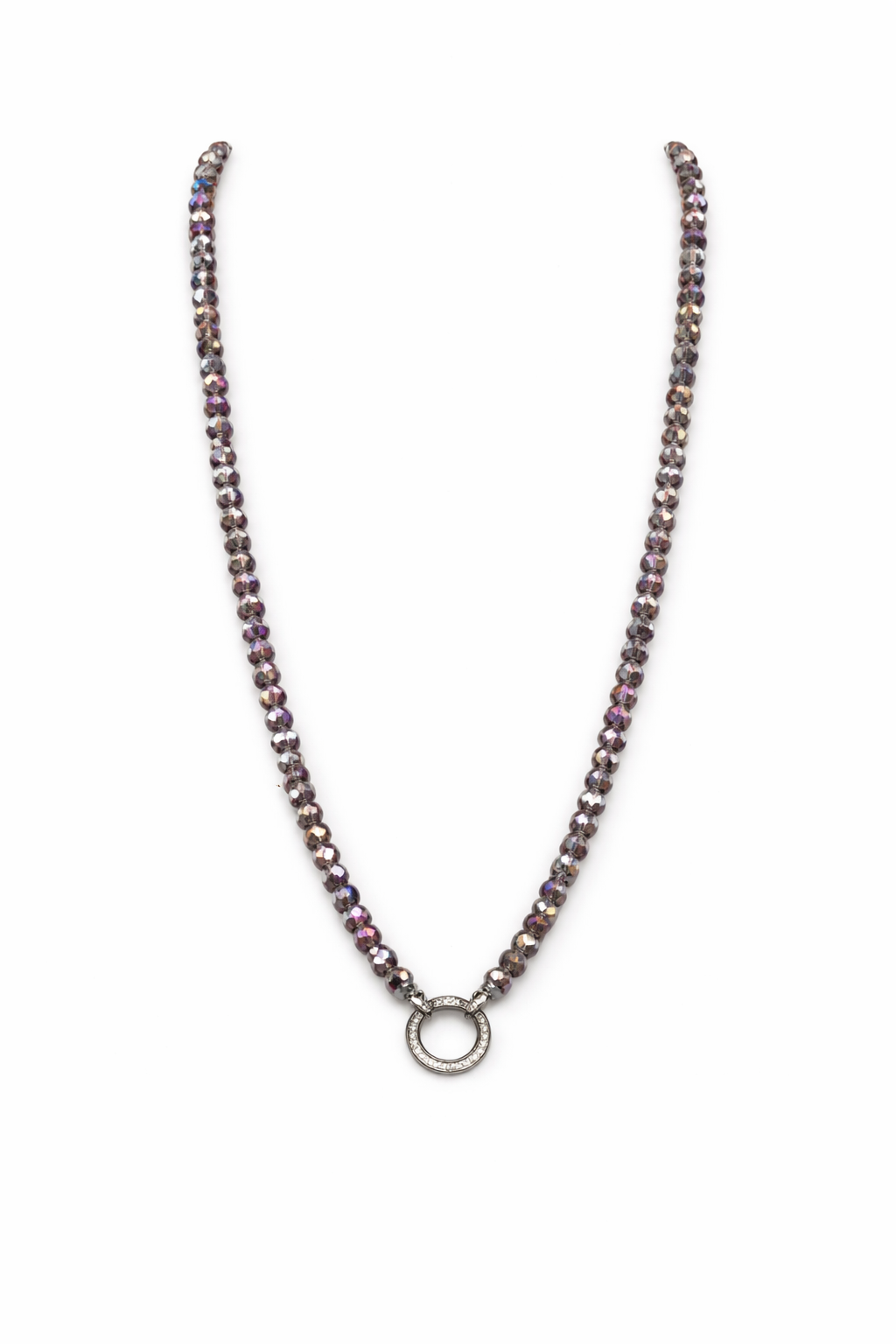 Serenza Halskette Facettperlen lila Schimmer & Zirkonia Ring-Anhänger