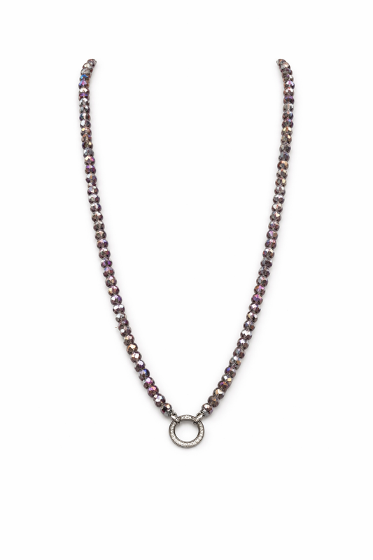 Serenza Halskette Facettperlen lila Schimmer & Zirkonia Ring-Anhänger