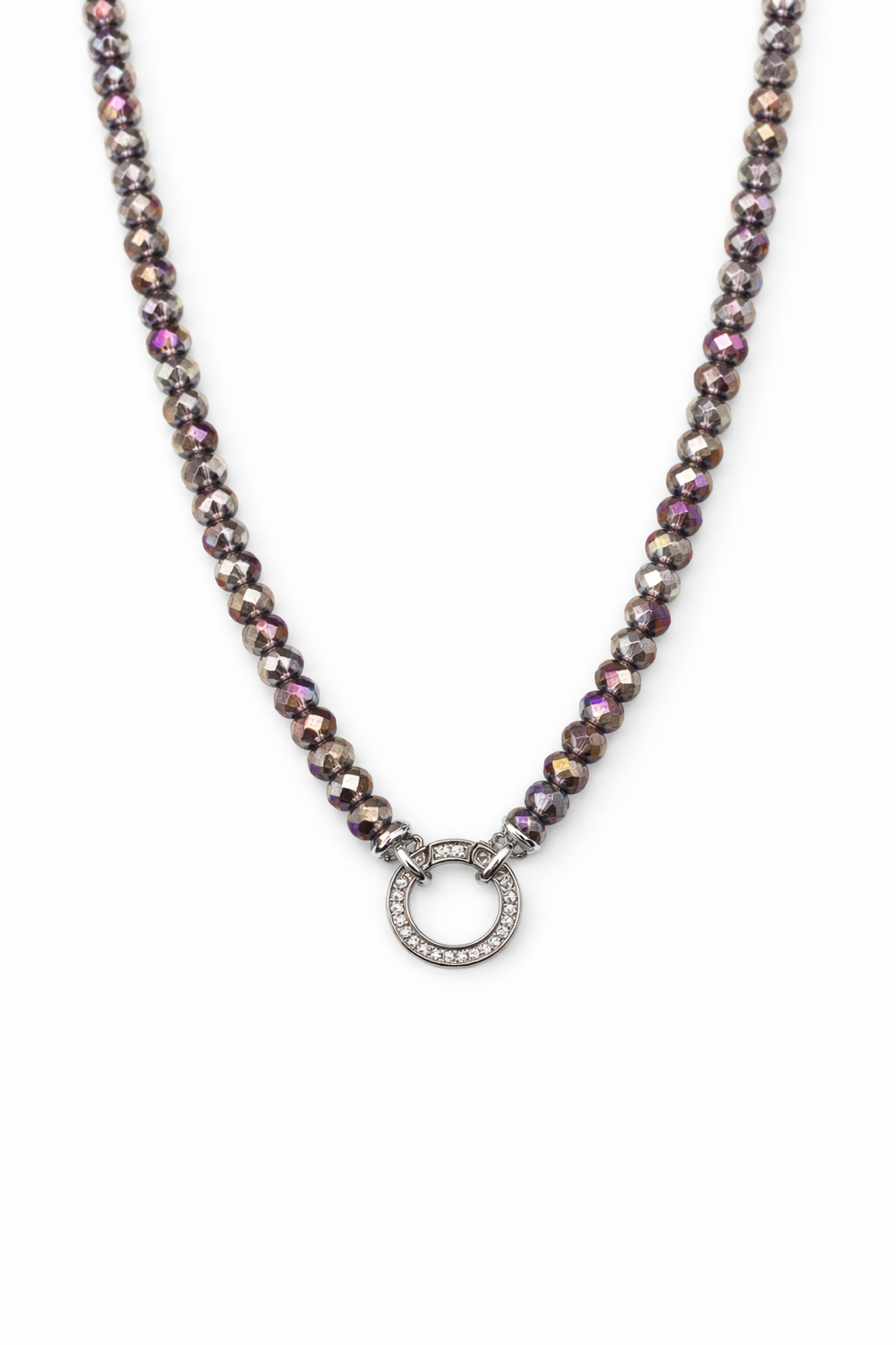 Serenza Halskette Facettperlen lila Schimmer & Zirkonia Ring-Anhänger