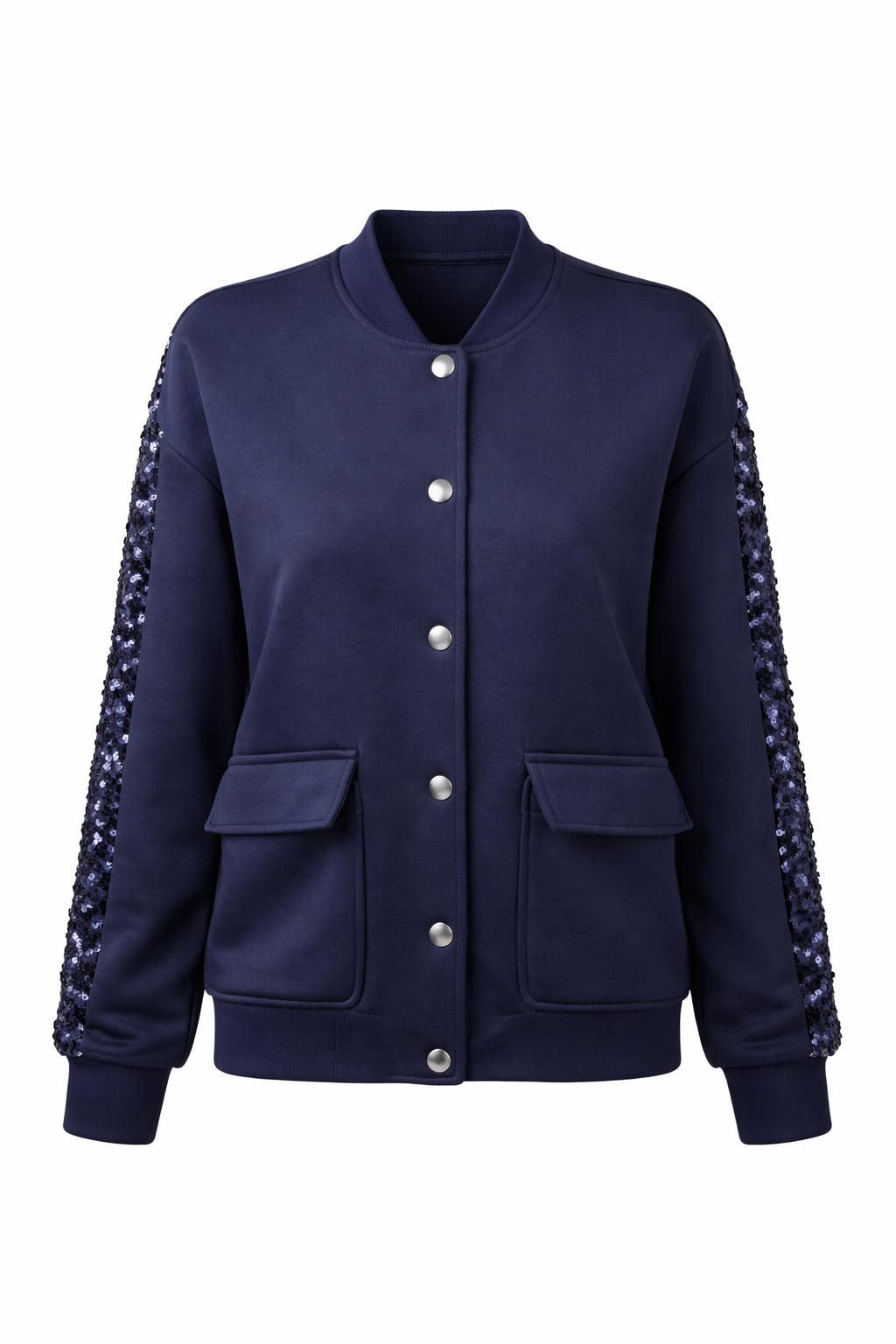 Sweatjacke mit Paillettenärmeln, Gr. 36-42