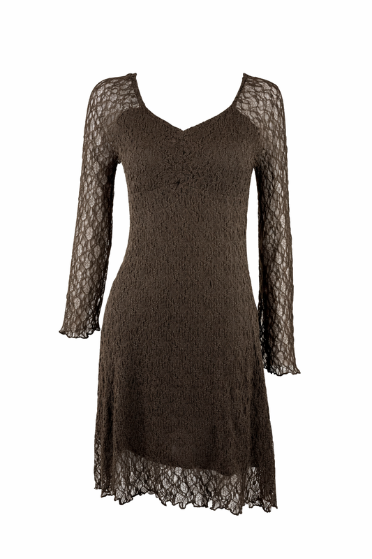 Spitzenkleid schokobraun, Gr. 34-40