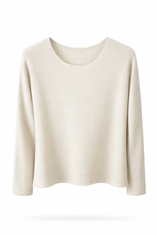 Pullover Rundhals-Ausschnitt beige, Gr. 36-44