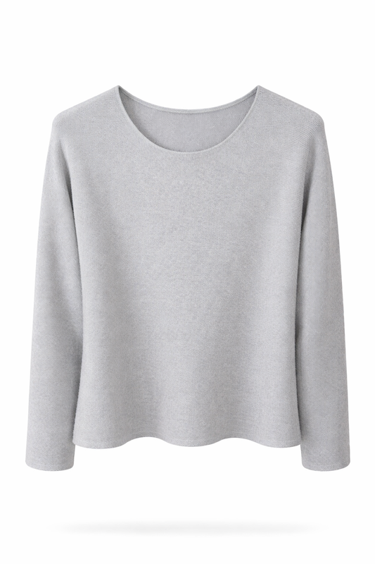 Pullover Rundhals-Ausschnitt grau, Gr. 36-44