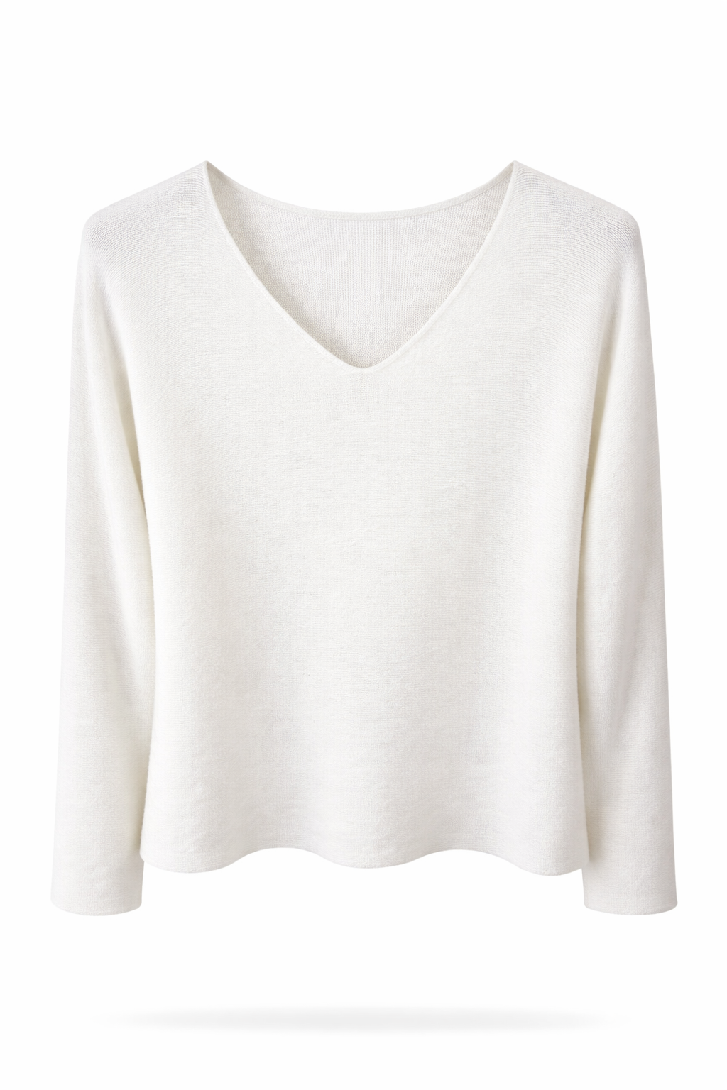 Pullover V-Ausschnitt weiß, Gr. 36-42