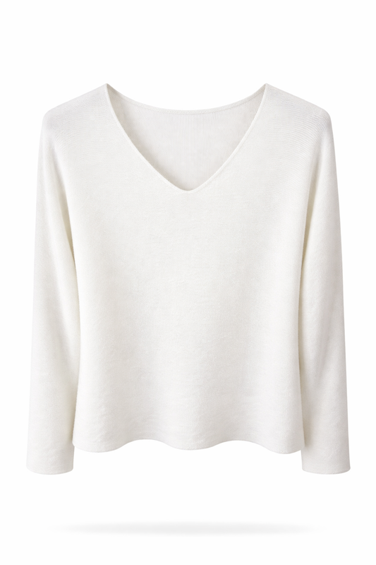 Pullover V-Ausschnitt weiß, Gr. 36-42