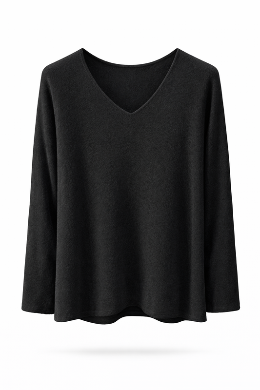 Pullover V-Ausschnitt schwarz, Gr. 36-44