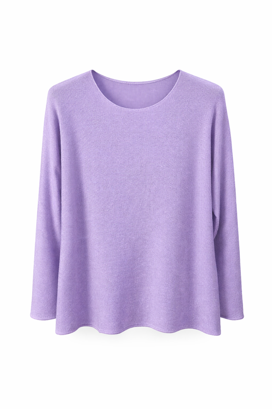 Pullover Rundhals-Ausschnitt flieder, Gr. 36-44