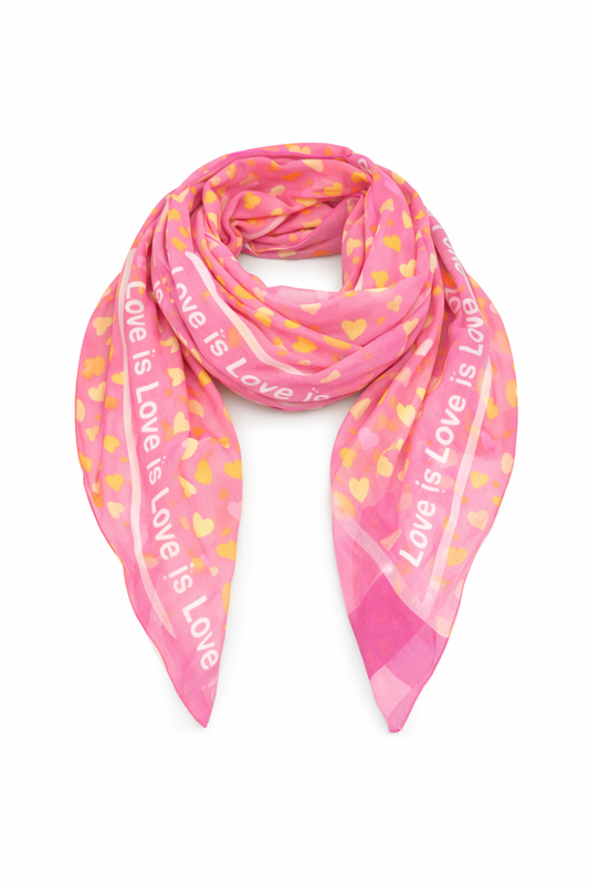 Dreieckstuch mit Herz-Print pink/orange