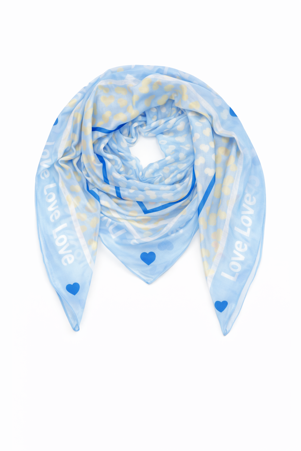 Dreieckstuch  mit Herz-Print blau