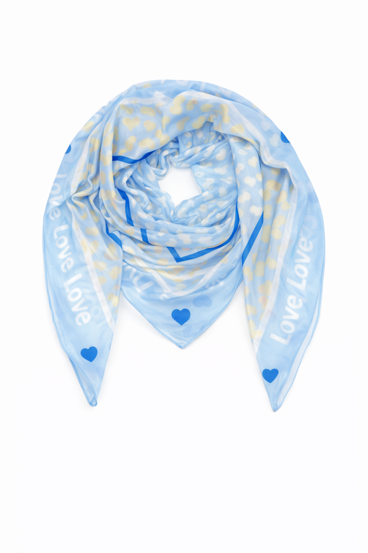 Dreieckstuch  mit Herz-Print blau