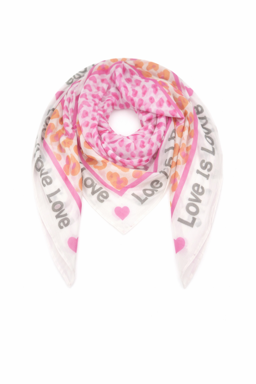 Dreieckstuch mit Herz-Print weiß/pink