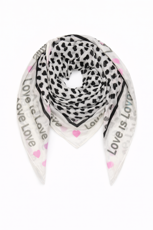 Dreieckstuch mit Herz-Print weiß/grün