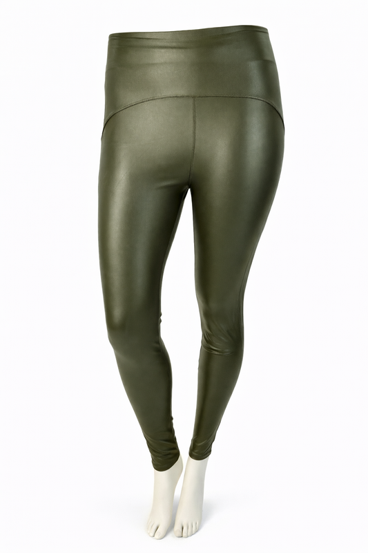 Leggins Lederoptik oliv, Gr. 38-42
