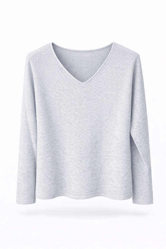 Pullover V-Ausschnitt grau, Gr. 36-42