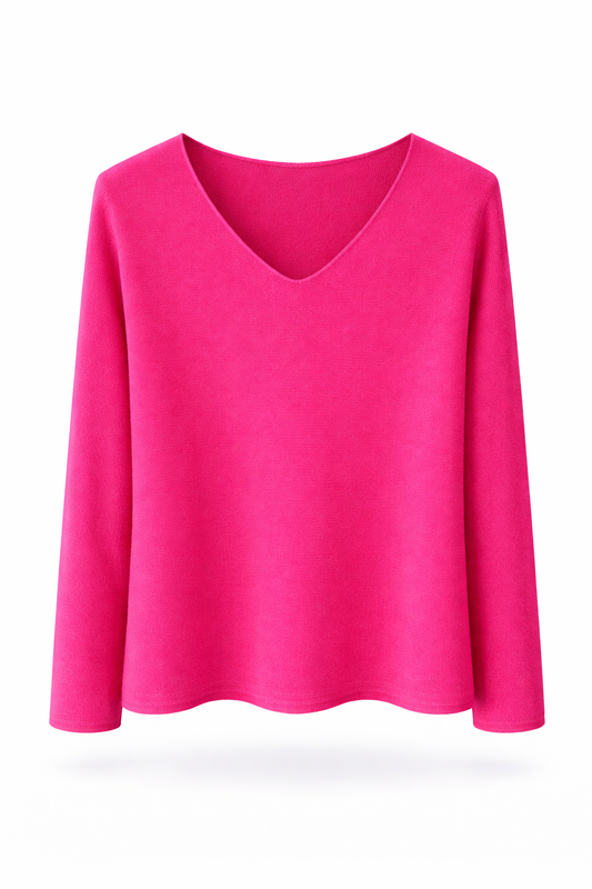 Pullover V-Ausschnitt pink, Gr. 36-44