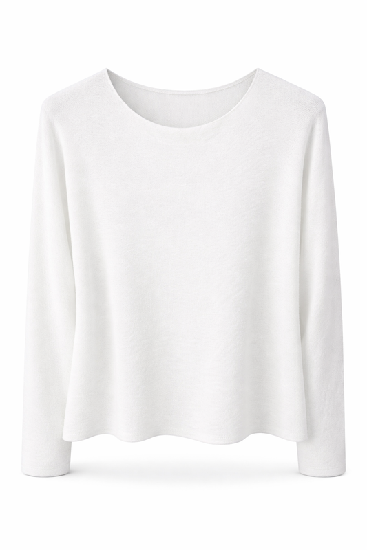 Pullover Rundhals-Ausschnitt weiß, Gr. 36-44