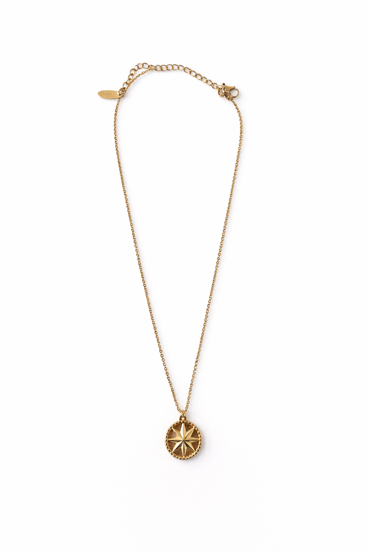 Goldfarbene Halskette mit Kompass-Anhänger