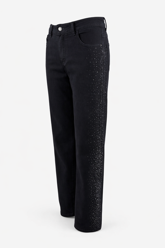 Straight Leg Jeans Glitzer schwarz, Gr. 38-48