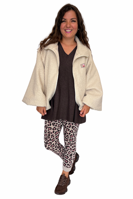 Teddy Jacke Love creme, Gr. 34-42