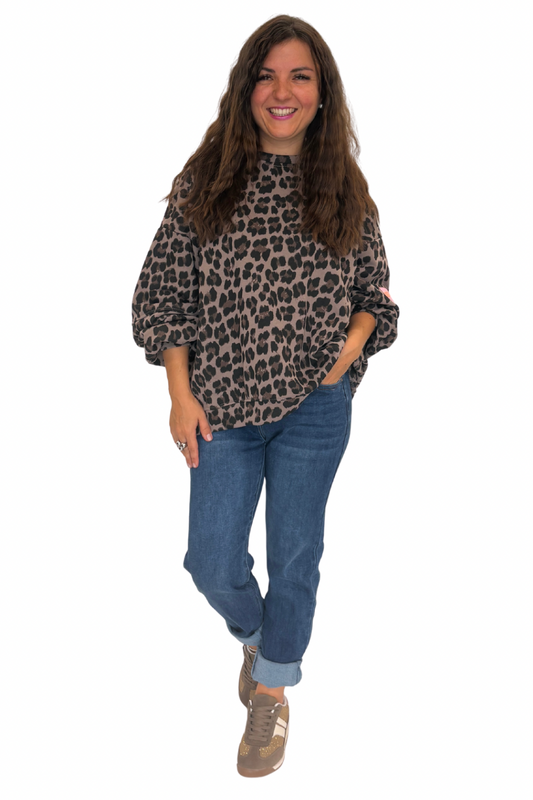 Leo Oversize Sweater „Self Love“ taupe, Gr. 36-44