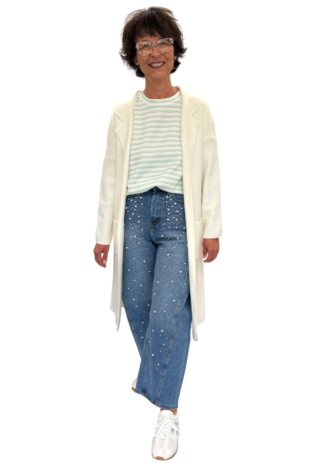 Long Cardigan "Cozy" wollweiß, Gr. 36-42