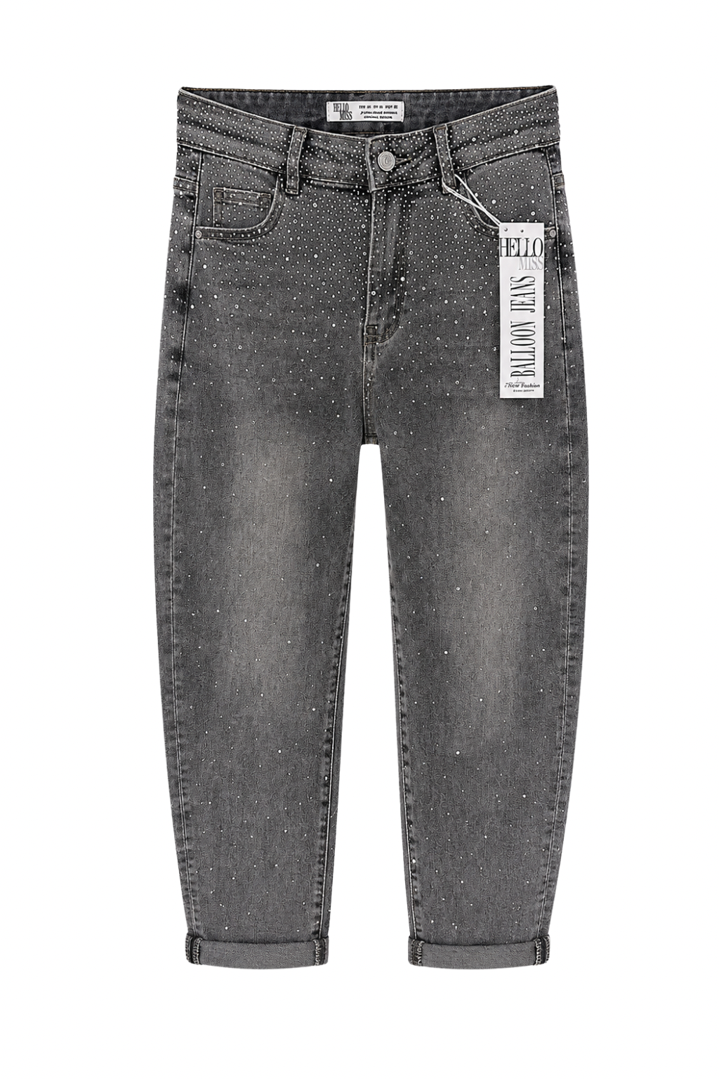 Balloon Jeans mit Glitzer grau, Gr. 34-42