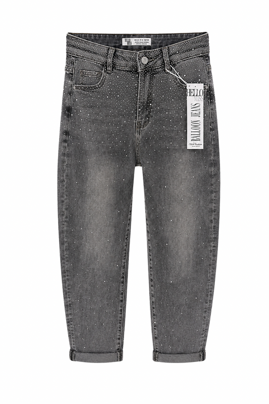 Balloon Jeans mit Glitzer grau, Gr. 34-42