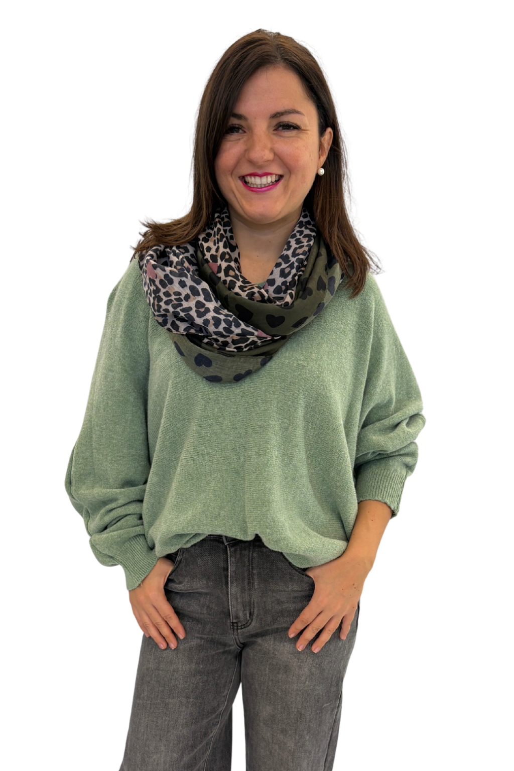 LIVIA – Oversize Feinstrick-Pullover salbei, Gr. 36-42