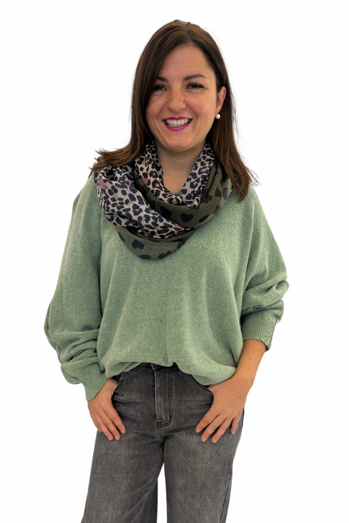 LIVIA – Oversize Feinstrick-Pullover salbei, Gr. 36-42