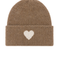 Strickmütze Amour taupe (Herz in creme)