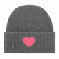 Strickmütze Amour grau (Herz in pink)