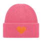 Strickmütze Amour pink (Herz in orange)