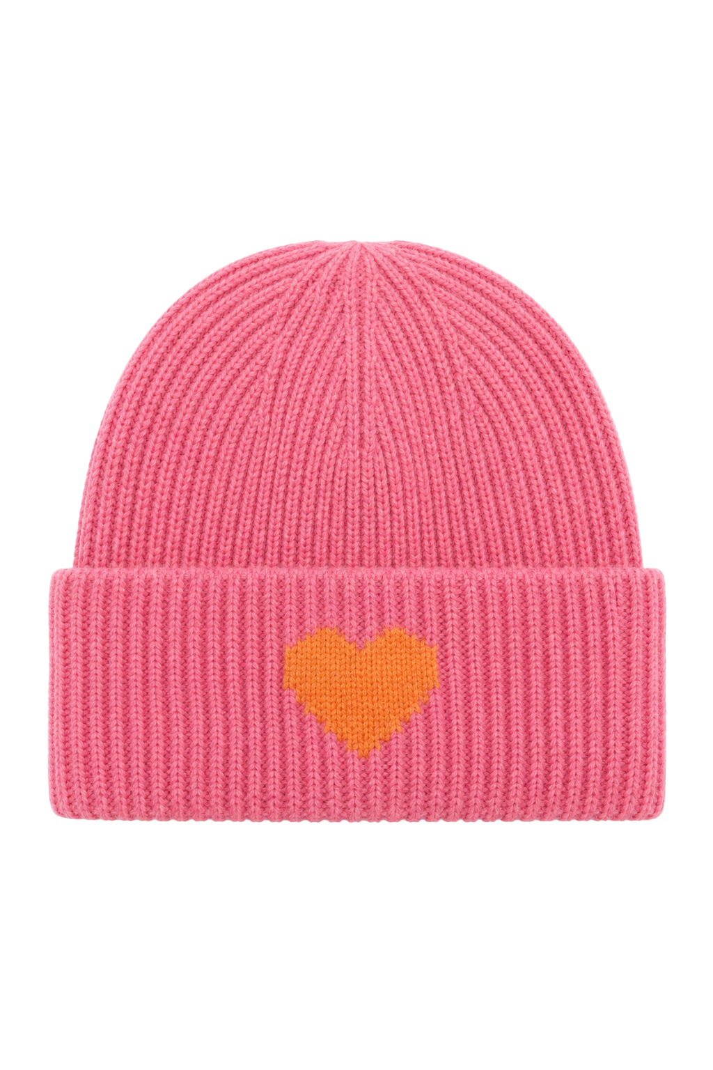 Strickmütze Amour pink (Herz in orange)