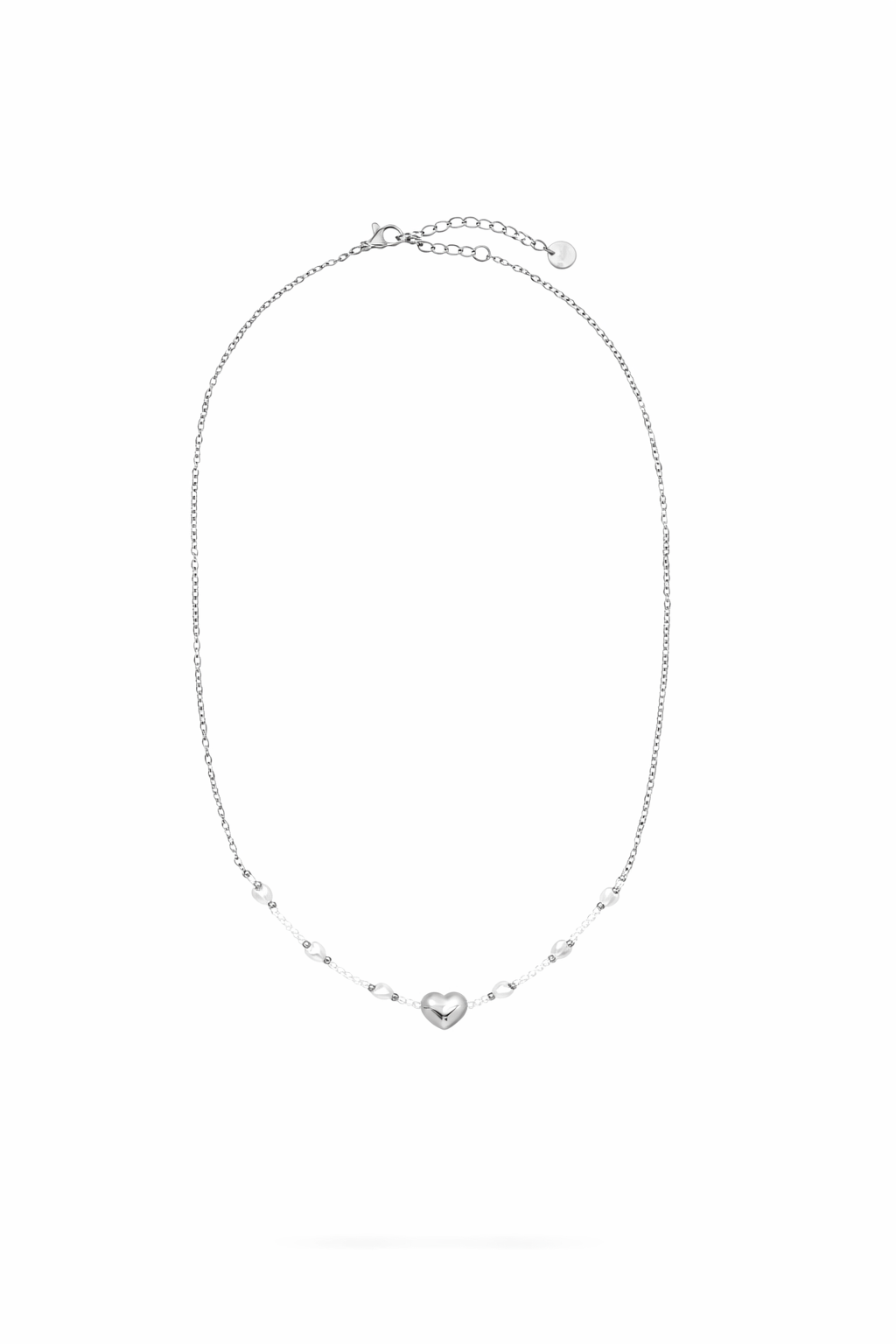 Zarte Herz-Halskette mit Perlendetails silber