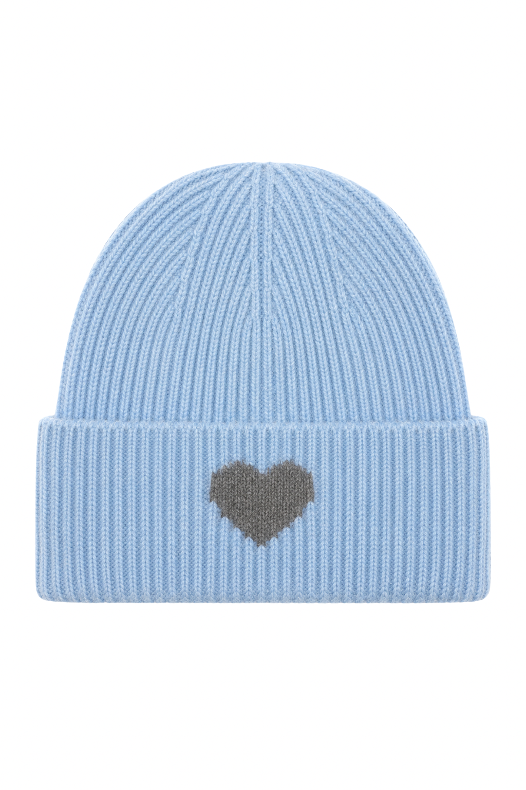 Strickmütze Amour hellblau (Herz in grau)