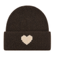 Strickmütze Amour schokobraun (Herz in taupe)