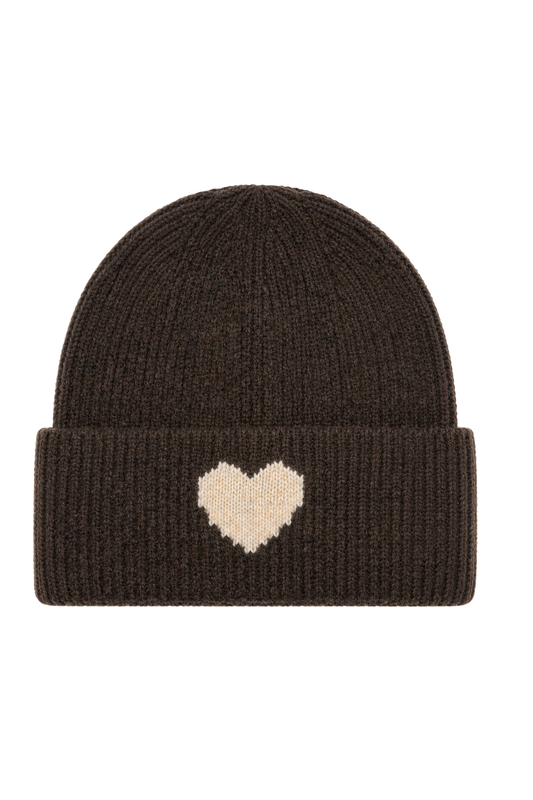 Strickmütze Amour kaffee (Herz in taupe)