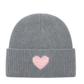 Strickmütze Amour grau (Herz in rosa)