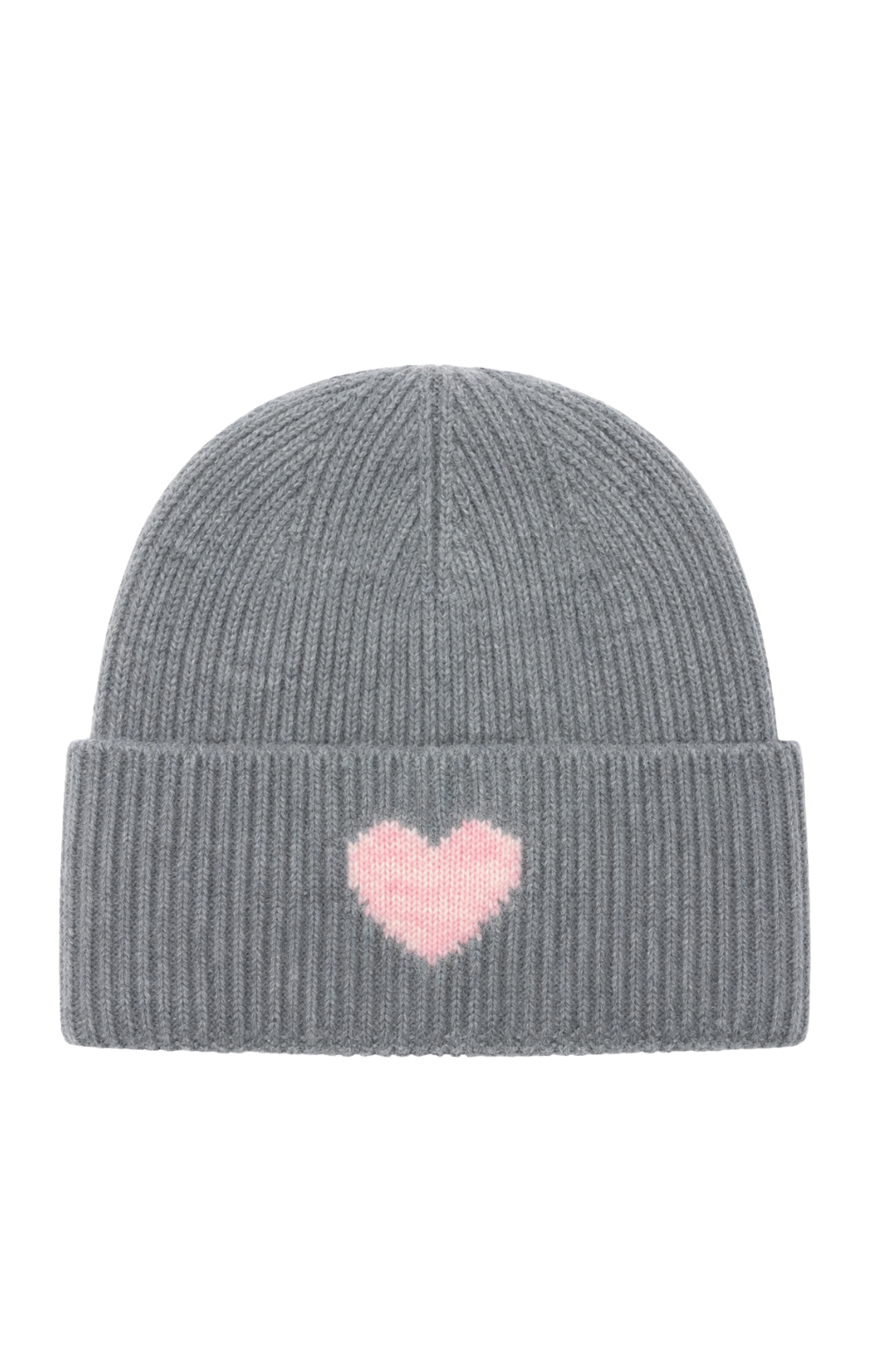 Strickmütze Amour grau (Herz in rosa)
