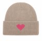 Strickmütze Amour taupe (Herz in pink)