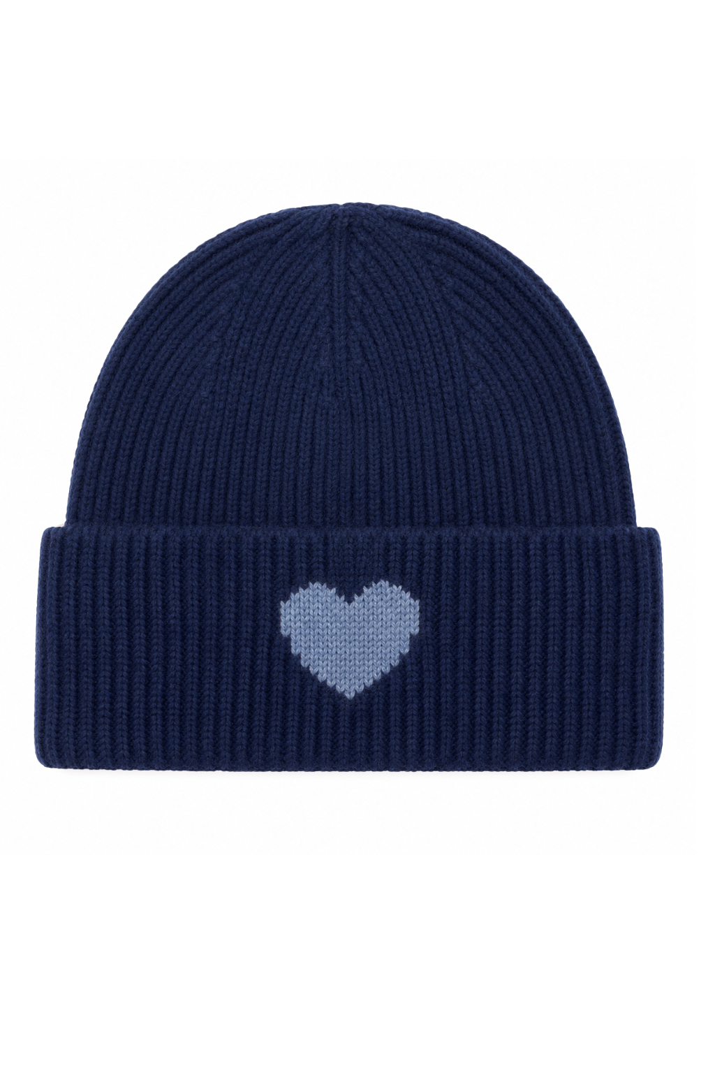 Strickmütze Amour dunkelblau (Herz in hellblau)