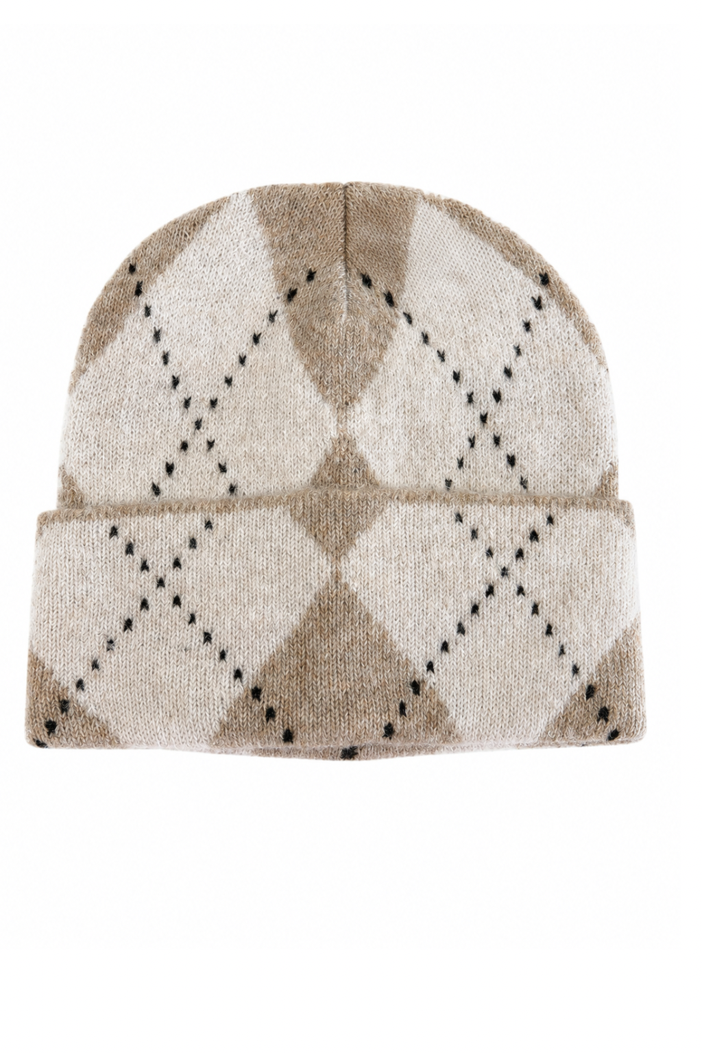 Cozy Argyle Strickmütze beige/taupe