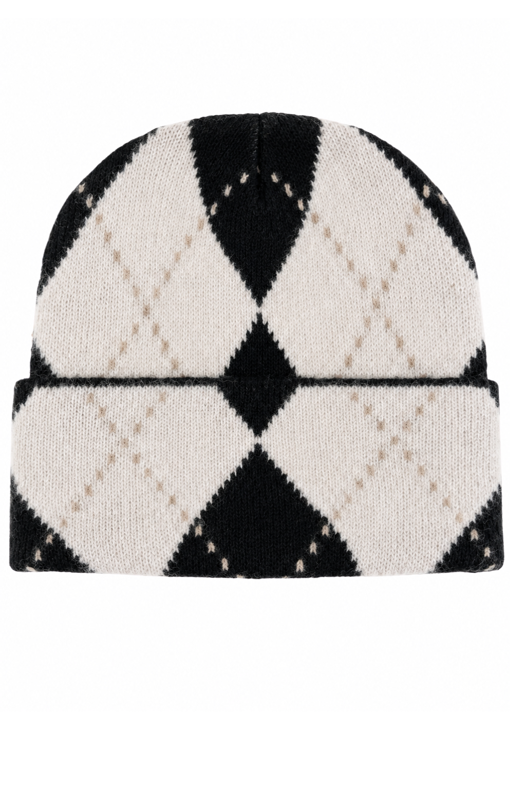 Cozy Argyle Strickmütze creme/schwarz