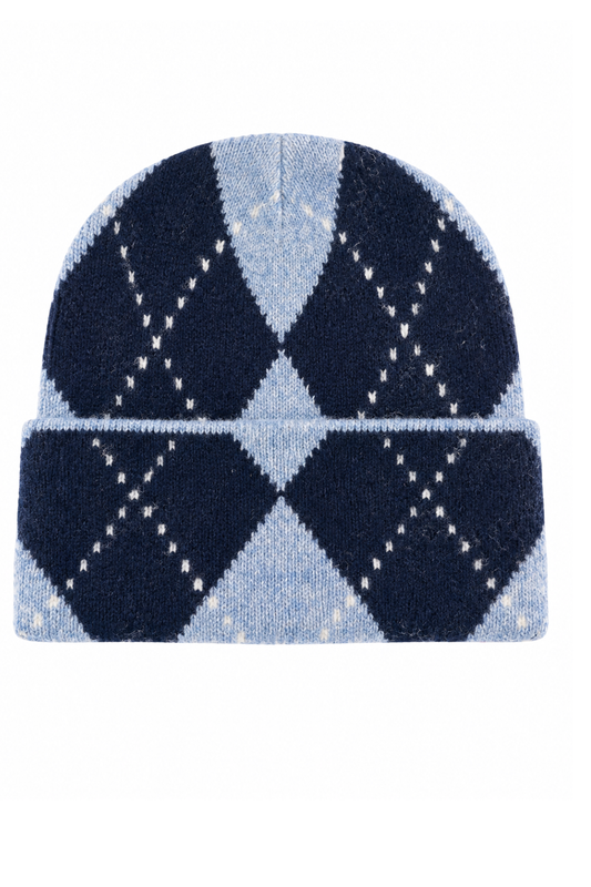 Cozy Argyle Strickmütze jeansblau/navy