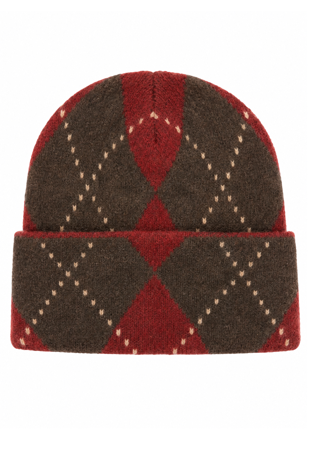 Cozy Argyle Strickmütze braun/bordeaux